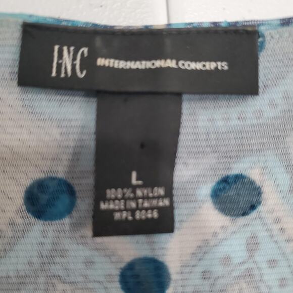 y2k Babydoll Blouse Top Womens Large Blue Paisley Sheer Ruched V Neck - Picture 4 of 8